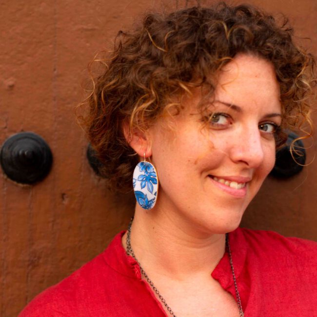 Pendientes Claveles Azul Intenso - Imagen 3