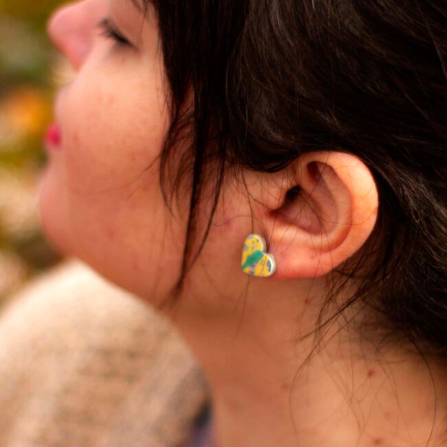 Pendientes de Corazón Azules y  Amarillos - Imagen 3