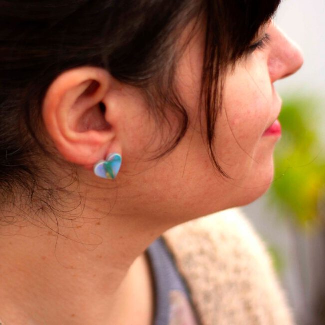 Pendientes de Corazón Azules y  Amarillos - Imagen 5
