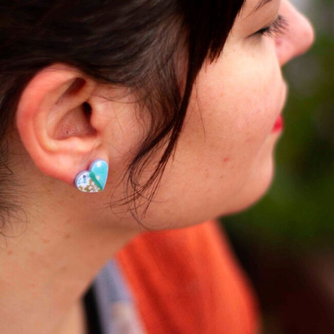 Pendientes de Corazón Celestes - Imagen 3
