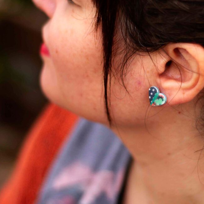 Pendientes de Corazón Flores - Imagen 3