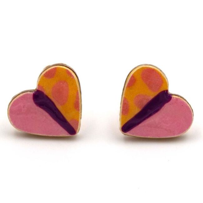 Pendientes de Corazón Rosas