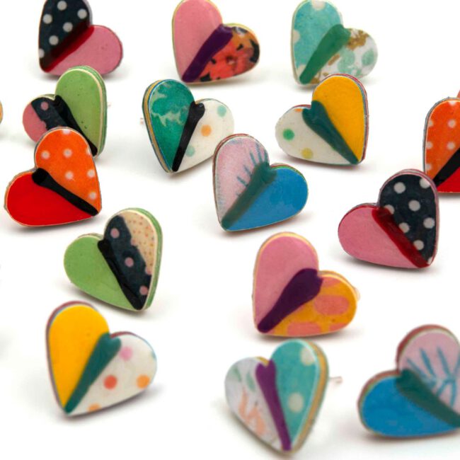 Pendientes de Corazón Flores - Imagen 5